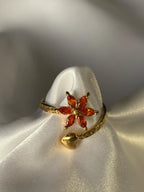 Bague ajustable fleur et cœur,