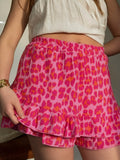 jupe short femme rose léopard