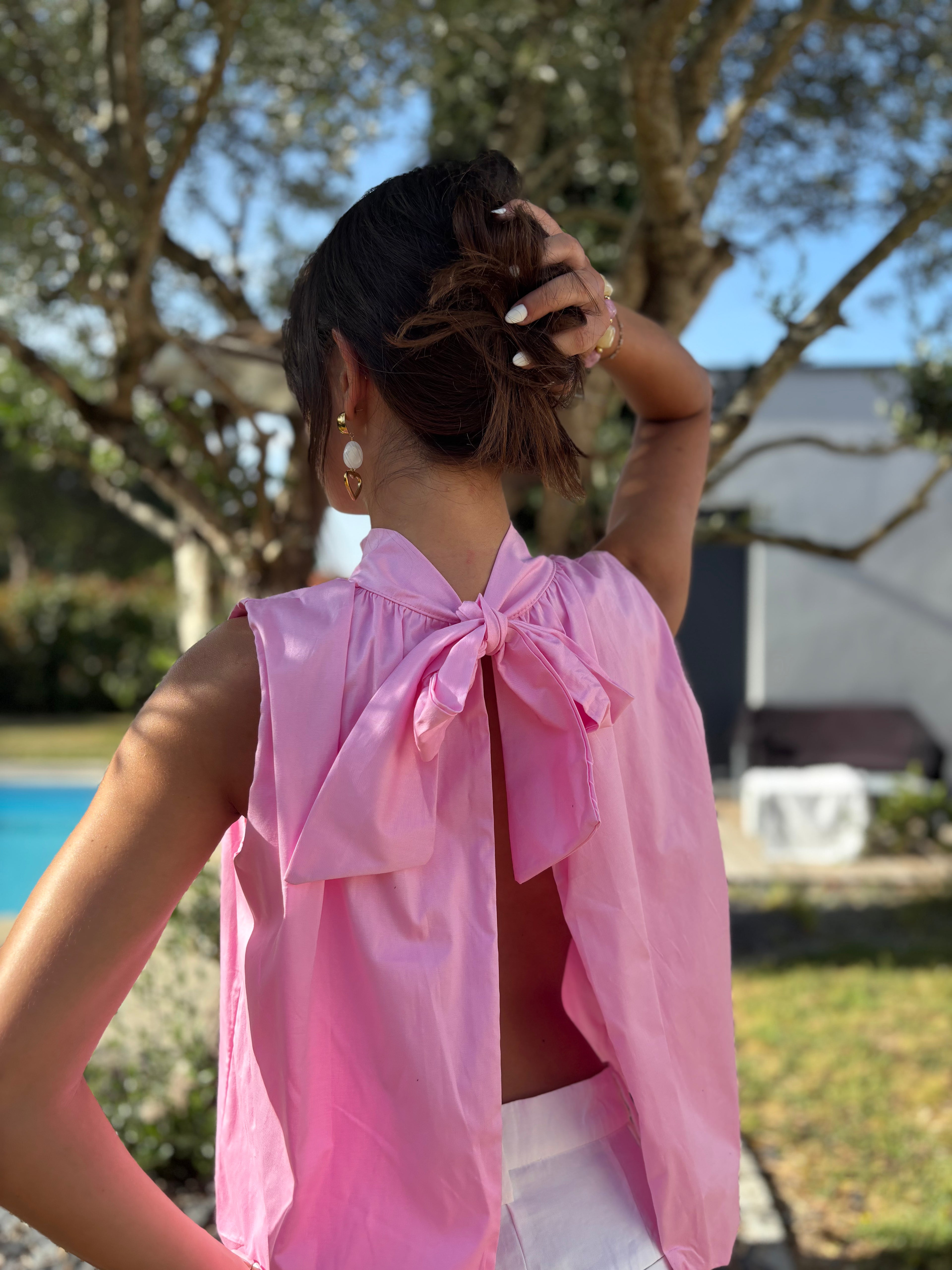 Blouse dos nus rose