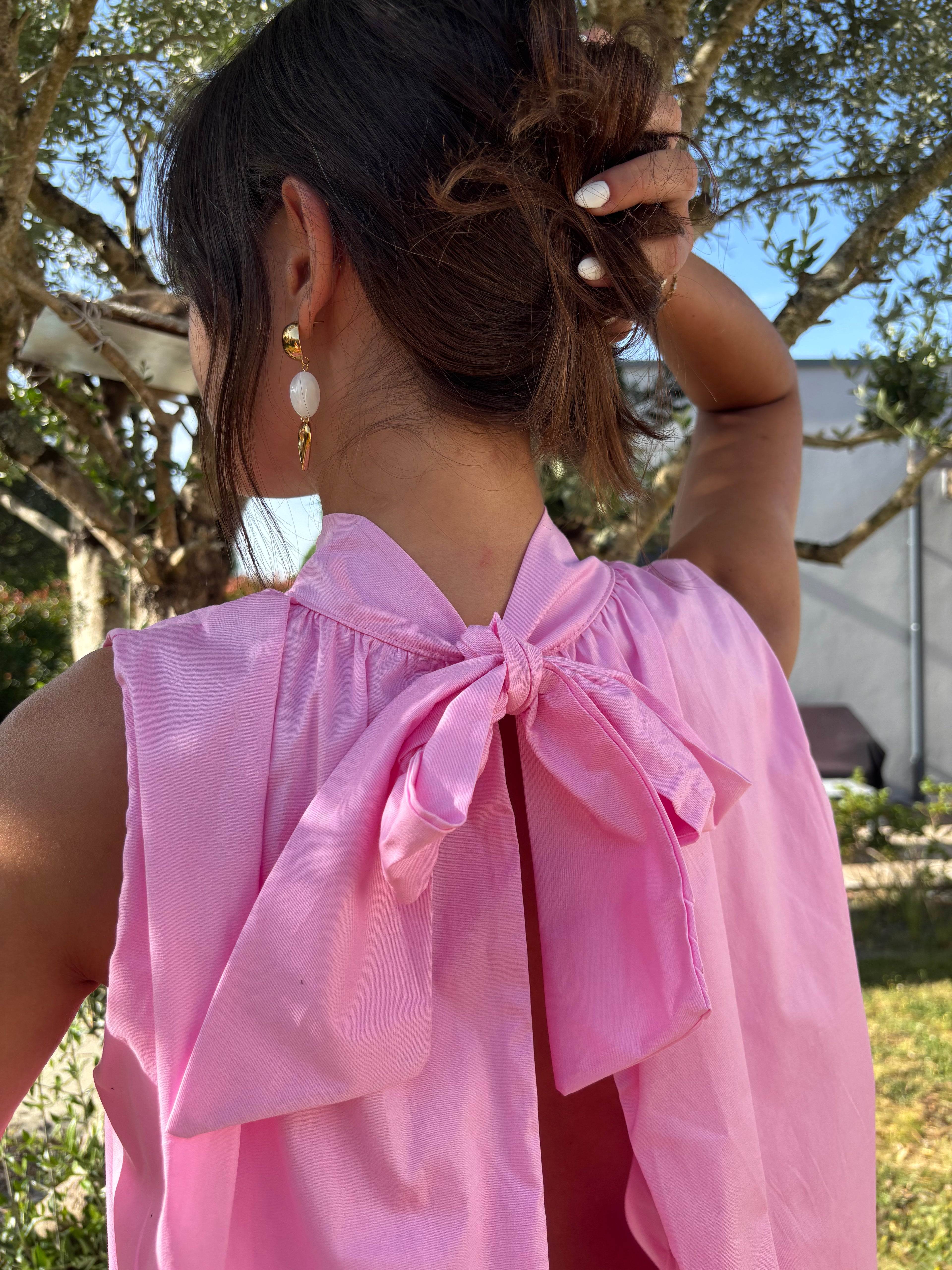 blouse dos nus rose