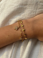 bracelet à deux maillons coeur et trèfles