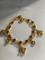 bracelet à deux maillons coeur et trèfles