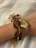 Bracelet en acier inoxydable et en résine effet léopard,