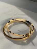 bracelet jonc or et résine léopard