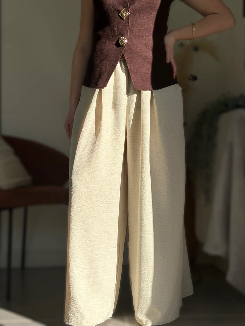 Pantalon fluide beige