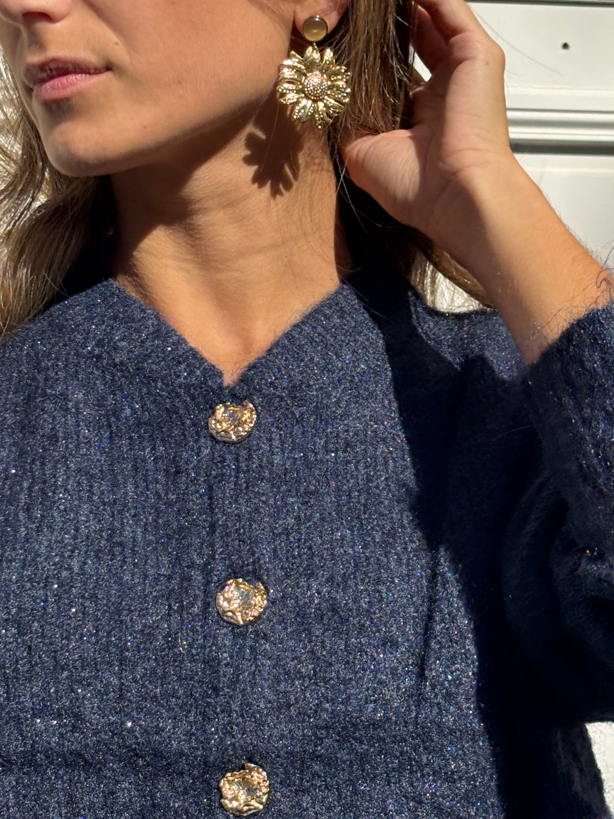 Pull bleu pailleté