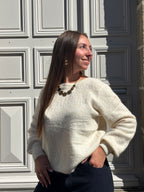 Pull beige dos croisé