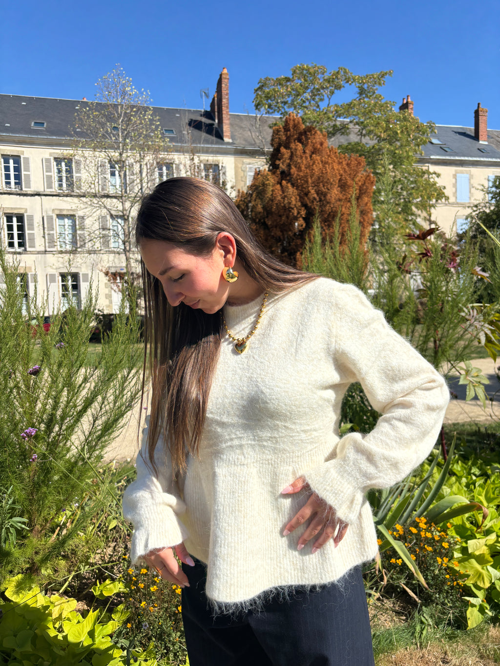 Pull beige évasé