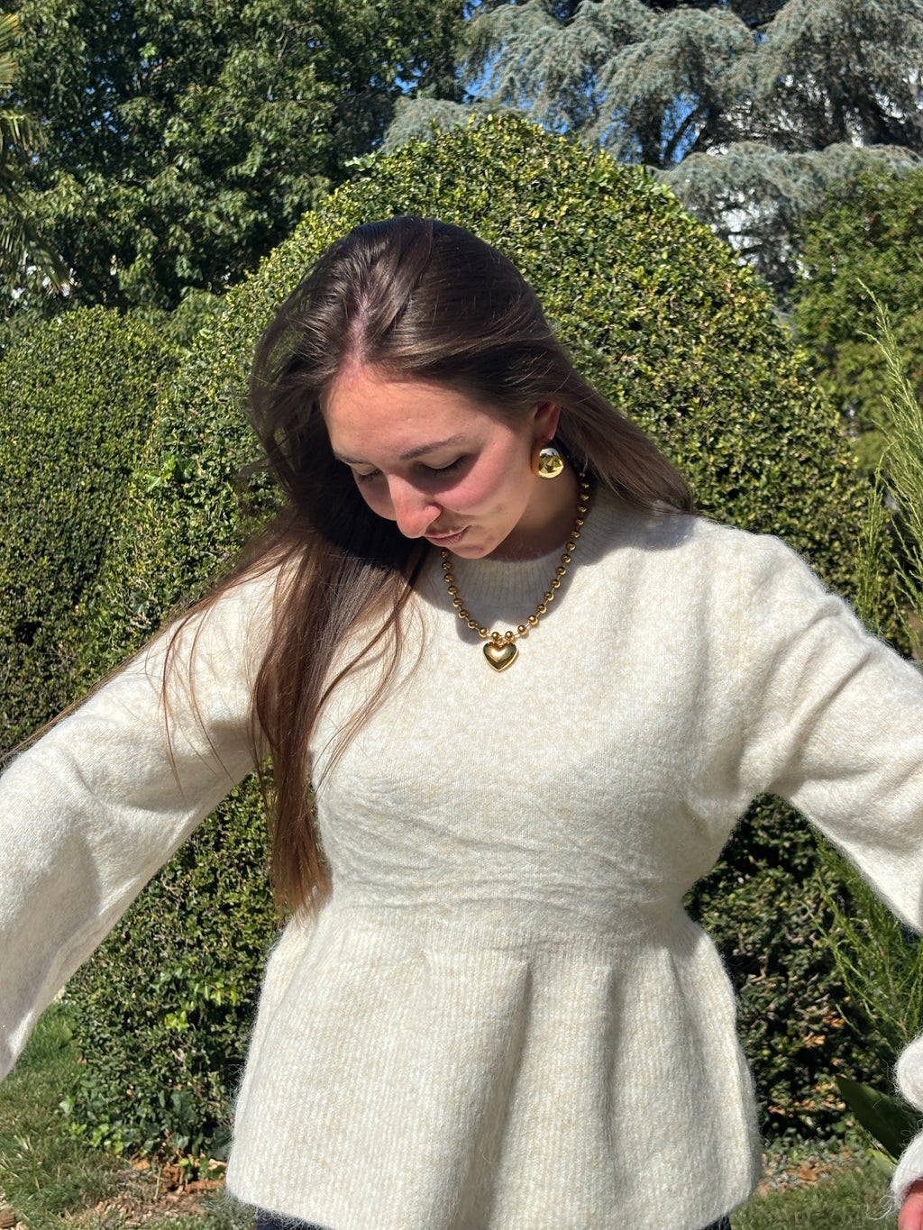 Pull beige évasé