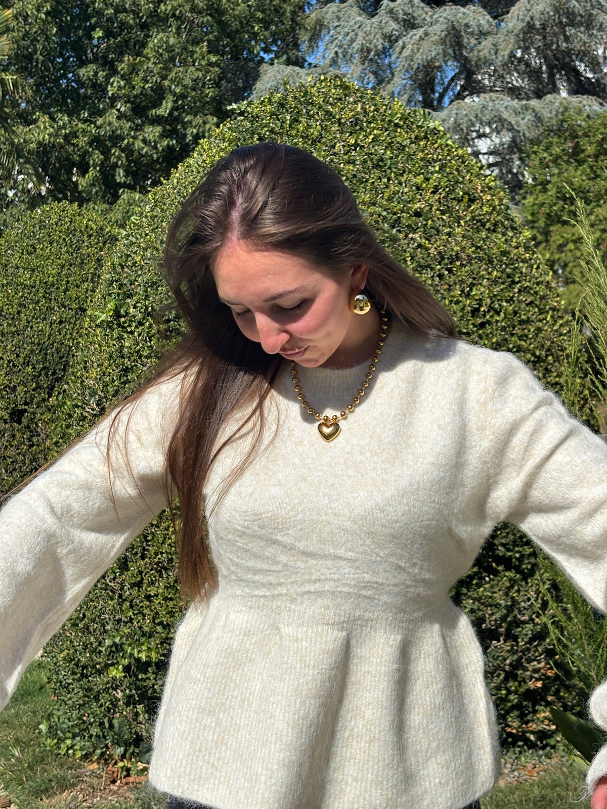 Pull beige évasé