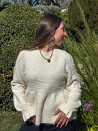 Pull beige évasé