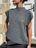 Pull sans manches gris