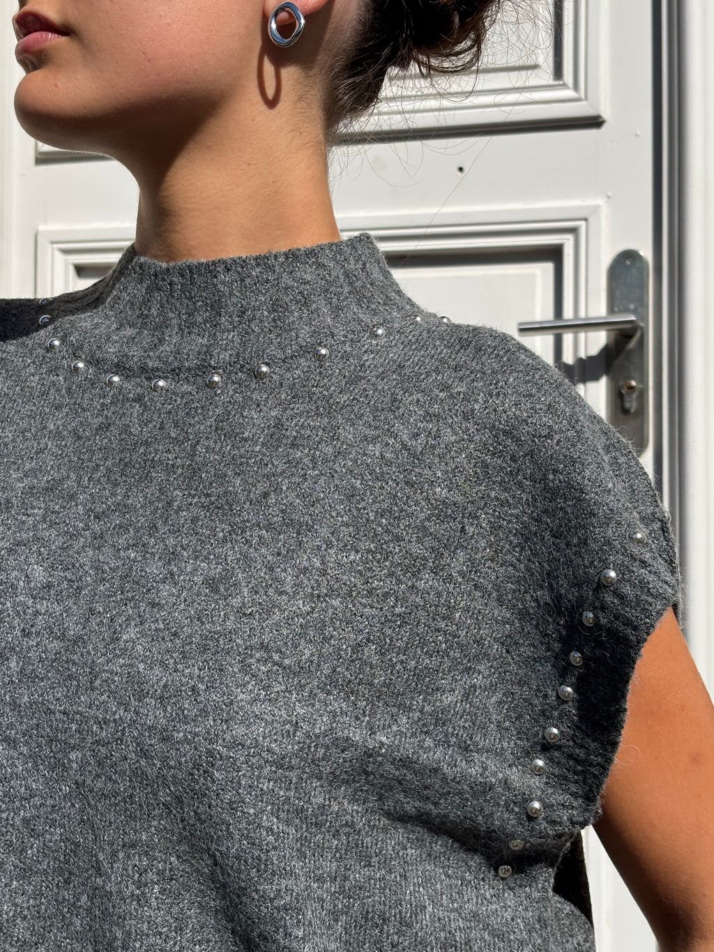 Pull sans manches gris